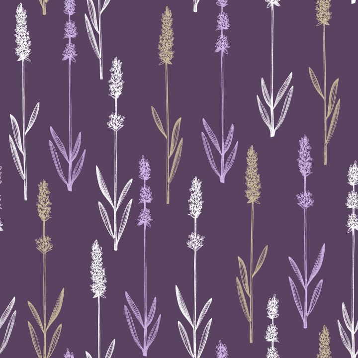 Ink hand drawn lavender backdrop. Vector herbs seamless pattern with lavender sketches. Herbal tea ingredients. Perfect for cosmetic, perfumery packing, fabric, wrapping paper, prints.